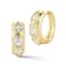 Rachel Zoe CZ Three-Stone Hoop Earrings In 14K Gold Over Sterling Silver