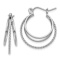 Rhodium Over 14k White Gold Polished and Textured 3/4" Circle Hoop Earrings