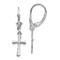Rhodium Over 14k White Gold Polished Cross Dangle Earrings