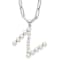 Rhodium Over Sterling Silver 3-5.5mm Freshwater Cultured Pearl LETTER N
18-inch Necklace
