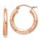 14k Rose Gold Satin and Diamond-Cut 9/16" Hoop Earrings