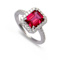 Red Lab Created Ruby With Moissanite Accents Rhodium Over Sterling
Silver Ring