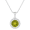 7mm Round Peridot and White Topaz Accent Rhodium Over Sterling Silver
Halo Pendant w/Chain