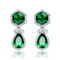 Emerald Color CZ Halo Drop Earrings In Sterling Silver