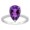 12x8mm Pear Shape Amethyst and 1/10 ctw Diamond Rhodium Over Sterling
Silver Ring