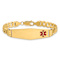 10k Yellow Gold Medical Soft Diamond Shape Red Enamel Curb Link ID Bracelet