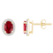 7x5mm Oval Created Ruby And Created White Sapphire 10k Yellow Gold Halo
Stud Earrings