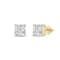 White Cubic Zirconia 14k Yellow Gold Studs With Velvet Gift Box 4.00ctw