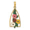 14k Yellow Gold Enameled Ladybug and Flowers Triangle Pendant