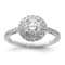 Rhodium Over 14K White Gold Diamond Complete Double Halo Engagement Ring 0.92ctw