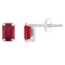 6x4mm Emerald Cut Lab Created Ruby Rhodium Over 10k White Gold Stud Earrings