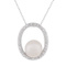 10-11mm Button White Cultured Freshwater Pearl and CZ Rhodium Over
Sterling Silver Pendant