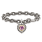 Sterling Silver with 14K Gold Over Sterling Silver Accent Oxidized Lab
Pink Sapphire Heart Bracelet