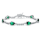 Emerald Color CZ And White CZ Pear Shape Tennis Bracelet In White
Rhodium Over Brass 4.26ctw
