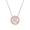 Round White Topaz 14K Rose Gold Over Sterling Silver Pendant with Chain