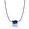 Sapphire Color CZ Solitaire Necklace In Sterling Silver