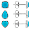 Turquoise Rhodium Over Sterling Silver Earring Set Of 3