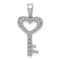 Rhodium Over 14K White Gold 1/20ct. Diamond Heart Key Pendant