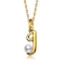 Initial J Pear Shape CZ And Pearl Pendant Necklace In 14K Gold Over Brass