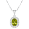 8x6mm Oval Peridot and White Topaz Accent Rhodium Over Sterling Silver
Halo Pendant w/Chain