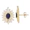 Oval Lab Created Sapphire 10K Yellow Gold Stud Earrings 2.36ctw