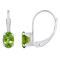 6x4mm Oval Peridot Rhodium Over 10k White Gold Drop Earrings