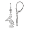 Rhodium Over Sterling Silver Polished 3D Small Pelican Leverback Earrings