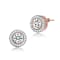 CZ Halo Stud Earrings In 18K Rose Gold Over Brass