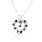 0.88ctw Blue Sapphire and White Diamond Heart Shaped Pendant 14k White Gold