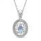 Sky Blue Topaz And White Diamond Sterling Silver Pendant With Chain 0.50ctw