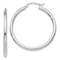 Rhodium Over 14k White Gold Polished 1 3/8" Tube Hoop Earrings