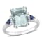 Aquamarine, Blue Sapphire and Diamond 14K White Gold 3-Stone Ring 3.19ctw