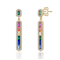Multi-Color CZ Linear Drop Earrings In 14K Gold Over Sterling Silver