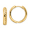 14k Yellow Gold Polished and Textured 9/16" Hinged Hoop Earrings