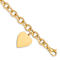 14k Yellow Gold Polished Link with Heart Charm Bracelet
