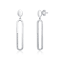Pave CZ Oval Drop Earrings In Sterling Silver