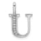14K White Gold Diamond Letter U Initial Pendant