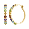 Multi-Color Multi-Gemstone 18k Yellow Gold Over Sterling Silver Hoop Earrings