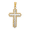 14K Two-tone Gold  Diamond-Cut Budded Cross Pendant