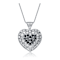 Black And White CZ Heart Pendant Necklace In Sterling Silver
