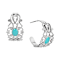 Silver Tone Filigree With Enamel Oval Hoop Earrings