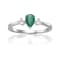 Emerald with White Sapphire Accents Sterling Silver Ring, 0.62ctw