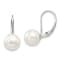 Rhodium Over 14K White Gold 8-9mm Round White Saltwater Akoya Pearl
Leverback Earrings