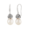 11-12mm Round White Freshwater Pearl Sterling Silver Drop Earrings