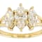 Diamond Simulant Marquise Three-Stone Ring In 18K Gold Over Sterling
Silver 2.56ctw