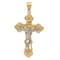 14k Yellow Gold and 14k White Gold INRI Fleur De Lis Crucifix Pendant