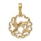 14K Yellow Gold Hummingbird with Flower in Frame Pendant