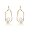 Pear Shape Pearl Drop Earrings In 14K Gold Over Sterling Silver