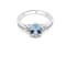 9x7mm Oval Aquamarine and White CZ Rhoidum Over Sterling Silver Ring, 1.53ctw
