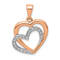 14k Rose Gold and Rhodium Over 14k Rose Gold Diamond Entwined Hearts Pendant